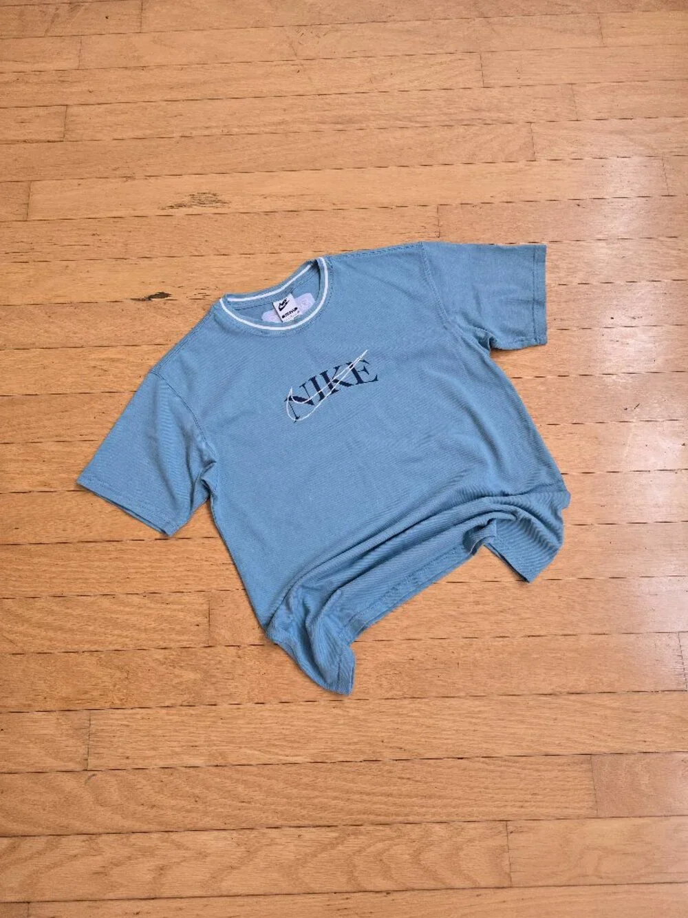 Vintage Y2K | Nike Pastel Blue Sporty Loose Fit Short Sleeve T-shirt | WMS S